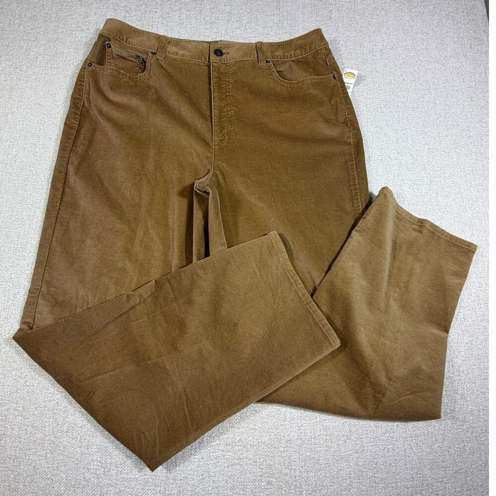 NWT Talbots Women 16 Tan Straight Leg Uncut Stretch Corduroy Pants Casual Wear